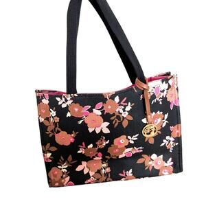 Spartina 449 Floral Tote Medium Size Open Bag - Black and Pink